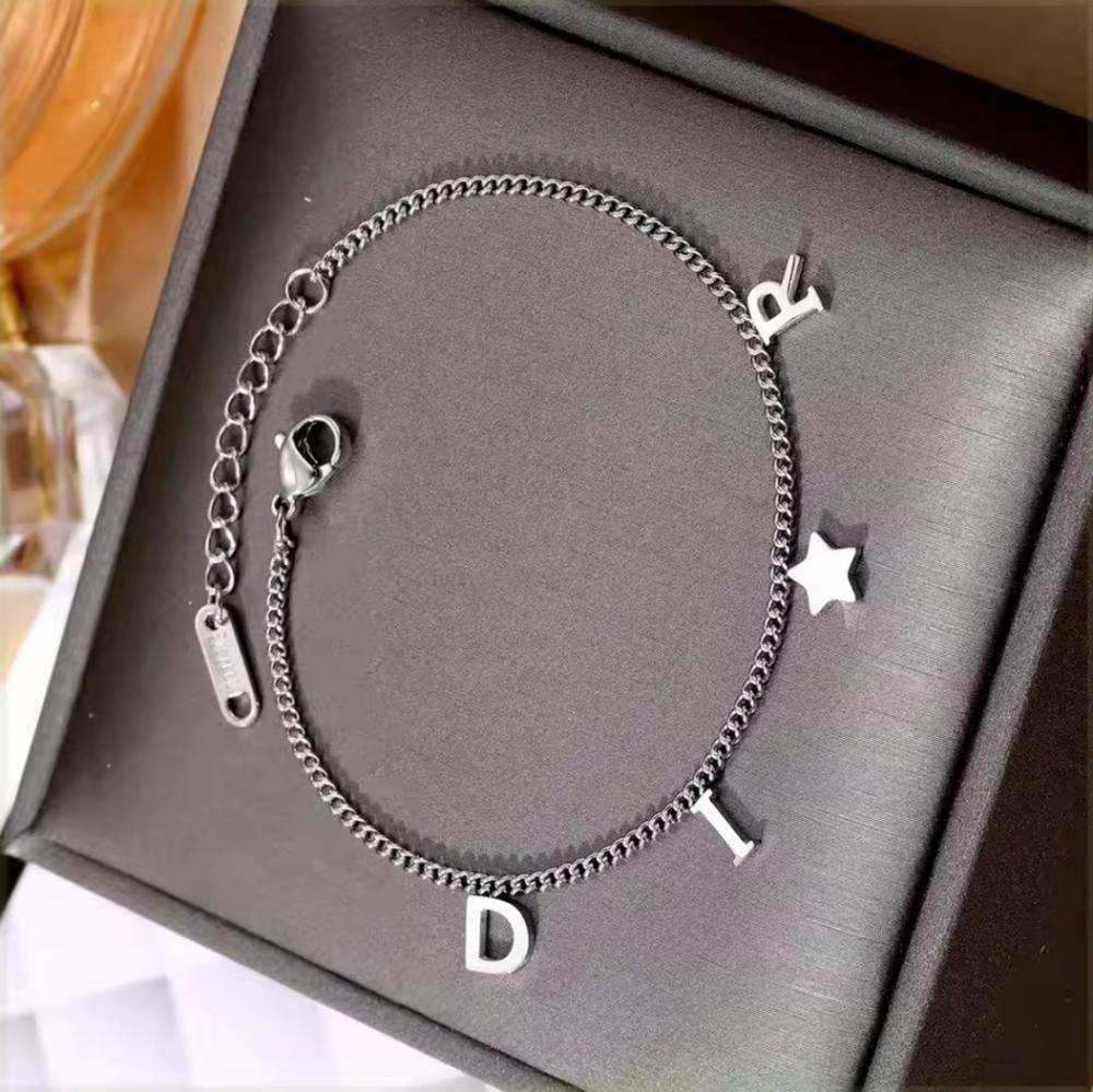 Silver Charm Bracelet with Letters and Star NWOT